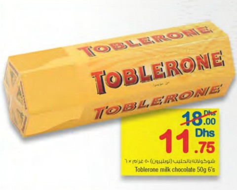 Toblerone milk chocolate 50g 6pcs