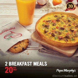 2 Breakfast Meals 20AED at Papa Murphy's Pizza