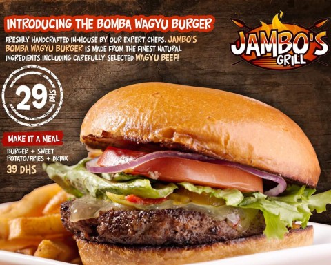 Bomba Wagyu Burger at Jambos Grill