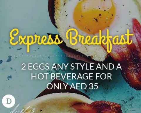 Express Breakfast 2 Eggs Any Style and a Hot Beverage