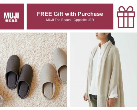 Get a FREE gift with any purchase at MUJI The Beach Discount Sales UAE