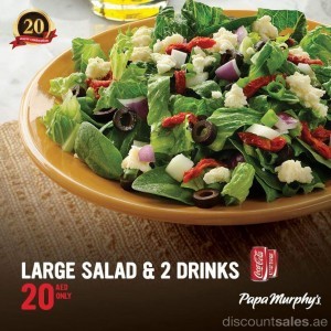Large Salad and 2 Drinks 20AED at Papa Murphy's Pizza