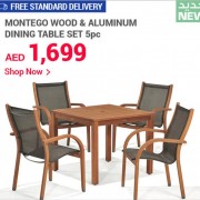 Montego Wood & Aluminum Dining Table Set