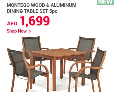 Montego Wood & Aluminum Dining Table Set
