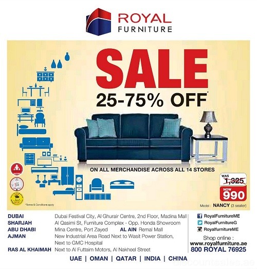 Royal Furniture 25%-75% OFF SALE