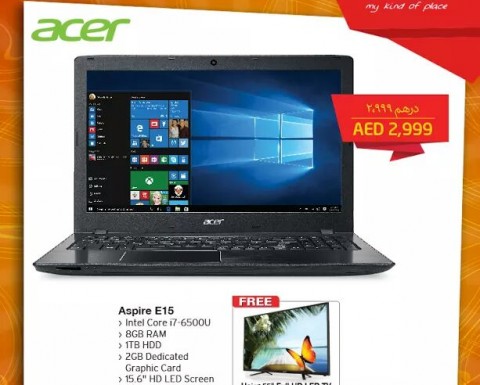 Acer Aspire E15 Laptop + Haier 55 Full HD TV for AED 2999 @Jackys