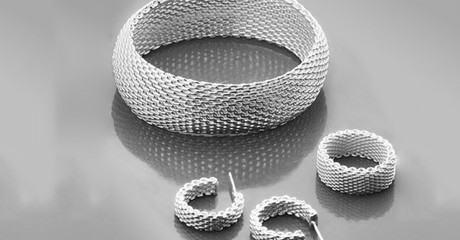 Sterling Silver-Plated Mesh Set