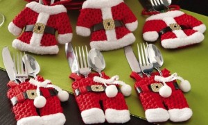 Santa & Snowman Silverware Holder Sets