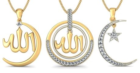 Gold and Diamond Allah Pendants