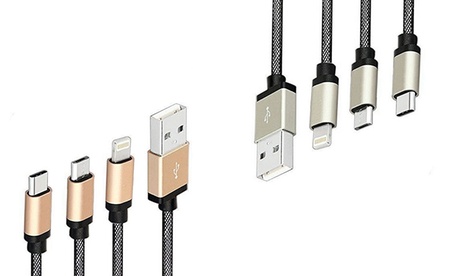 3-in-1 Metal Braided Cable with USB Type-C