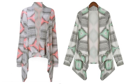 Aztec Print Waterfall Cardigan