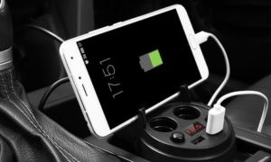 Dual-Port Cup Holder Charger and Cables