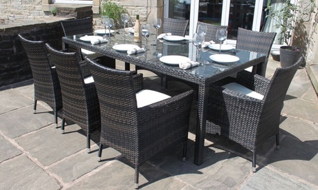 Rattan-Effect 8-Seater Dining Set