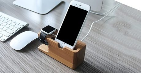 Bamboo Wood Charging Stand Cradle