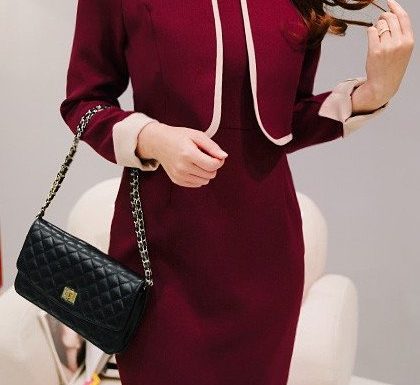 Maroon Office Dress