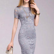 Silver Lace Casual Dress