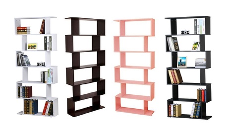 Six-Shelf S-Shaped Bookshelf