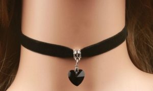 Velvet Heart Charm Choker Necklace