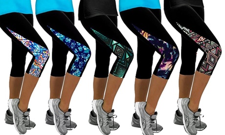 Print Panel Sports Capri Leggings