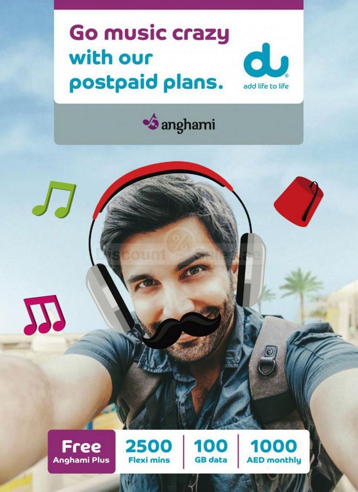 DU Postpaid plans Offer with FREE Anghami Plus