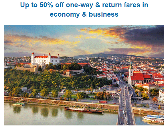 one-way & return fares in economy & business class