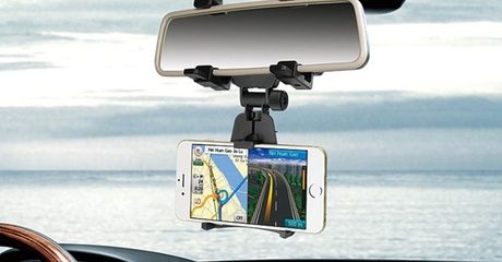 Rear-View Mirror-Mount Stand