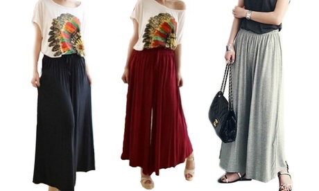 Wide-Leg Casual Culottes Pants