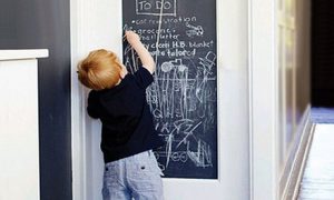 Chalkboard with Five Chalks