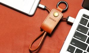 PU-Leather Keychain Lightning Cable
