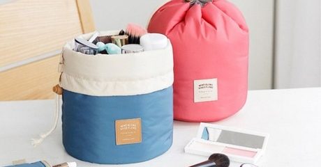Cylindrical Travel Cosmetic Bag