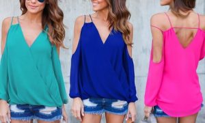 Long Sleeve Cold Shoulder Blouse
