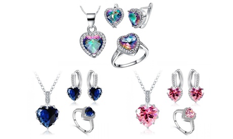 Heart-Tri Set with Crystals