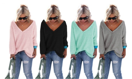 Women's Oversized V-Neck Sweater