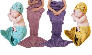 Kids' Mermaid-Tail Blanket with Hat