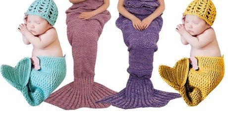 Kids' Mermaid-Tail Blanket with Hat