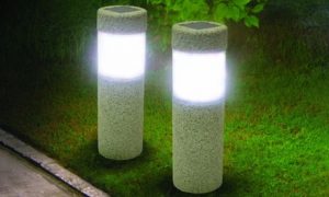 Solar-Powered Lawn Stone Pillar