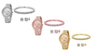 Crystal Watch and Jewellery Set