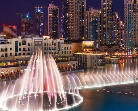 The Dubai Fountain Lake Ride Burj Khalifa