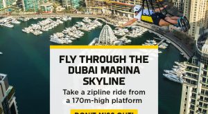 XLine Dubai Marina - The Longest Urban Zipline in The World  Dubai Marina Mall